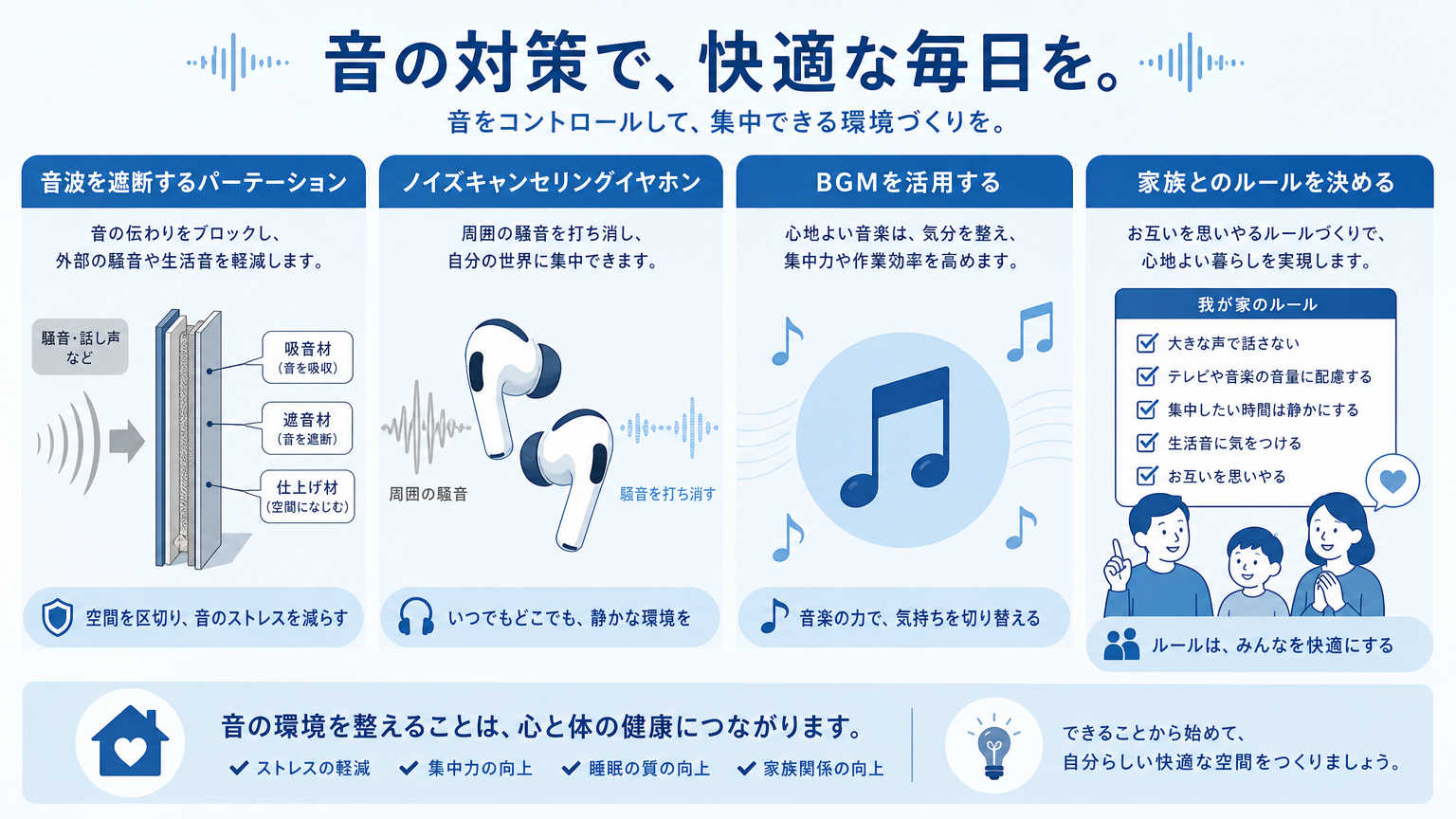 集中できる自宅環境を作るための音・空間対策