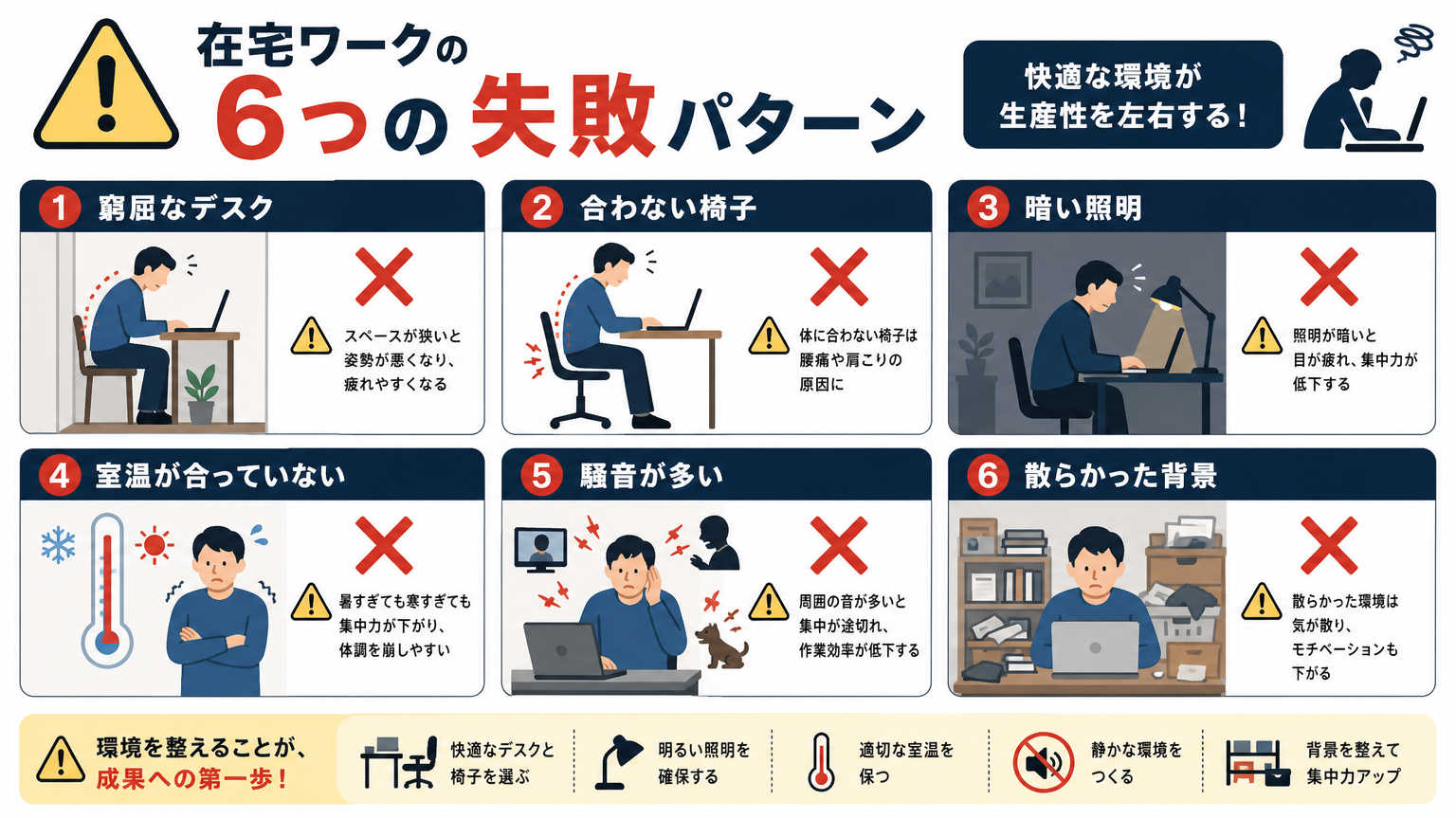 在宅ワークの環境づくりでよくある失敗パターン